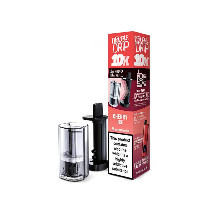 Double Drip 10K Cherry Ice Prefilled Vape Pods + Refill