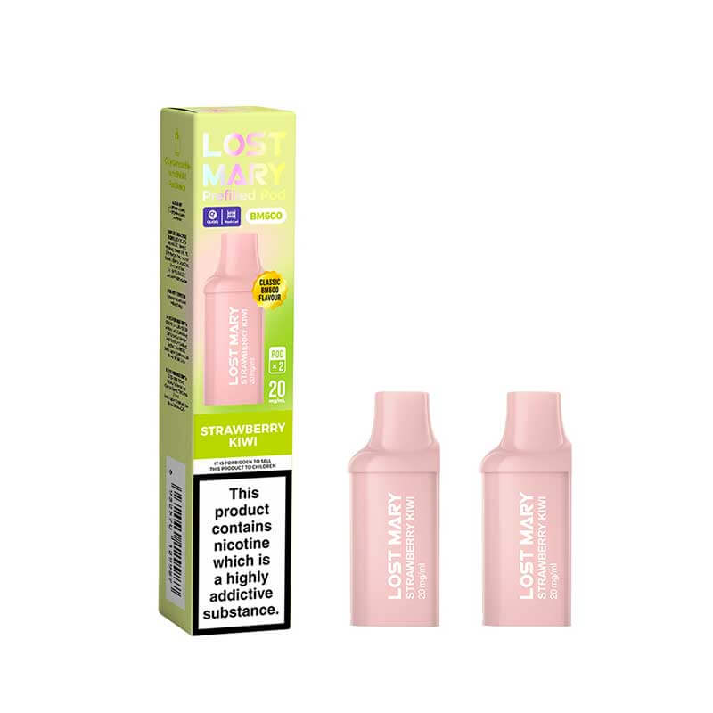 Lost Mary BM600 Strawberry Kiwi Prefilled Vape Pods 20mg - 2PK